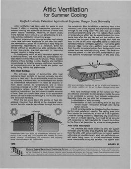 Attic Ventilation for Summer Cooling