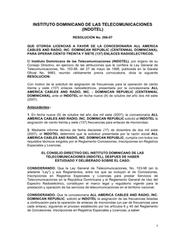 Instituto Dominicano De Las Telecomunicaciones (Indotel)