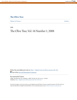 The Olive Tree, Vol. 16 Number 1, 2008