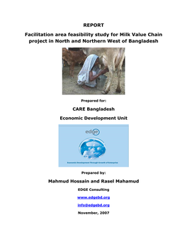 Facilitation Area Feasibility Study for Milk Value Chain Project in North and Northern West of Bangladesh