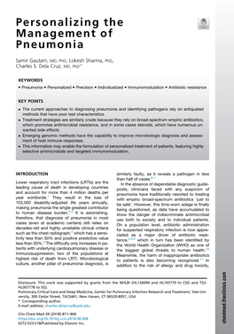 Personalizing the Management of Pneumonia