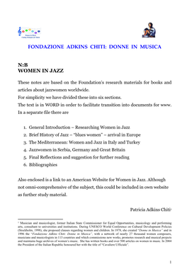 Donne in Musica N:B Women in Jazz