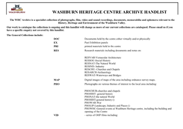 Washburn Heritage Centre Archive Handlist
