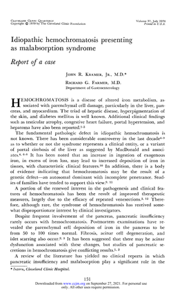 Idiopathic Hemochromatosis Presenting As Malabsorption Syndrome