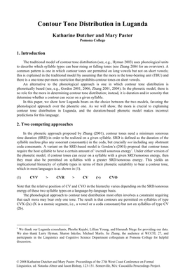 Contour Tone Distribution in Luganda