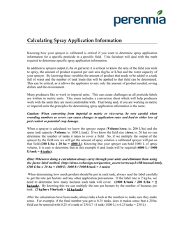 Calculating Spray Application Information