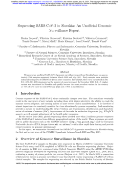 Sequencing SARS-Cov-2 in Slovakia: an Unofficial Genomic Surveillance Report