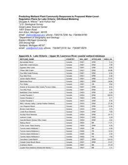 Regulation Plans for Lake Ontario: GIS-Based Modeling Douglas A