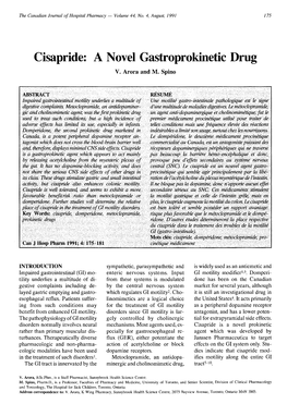 Cisapride: a Novel Gastroprokinetic Drug V