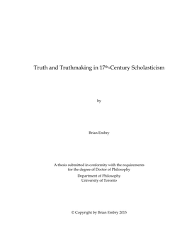 Truth and Truthmaking in 17Th-Century Scholasticism