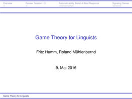 Game Theory for Linguists