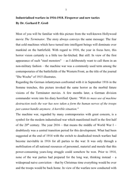 Industrialised Warfare in 1916-1918. Firepower and New Tactics by Dr. Gerhard P. Groß Most of You Will Be Familiar with This Pi