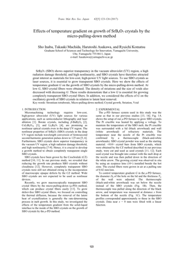 Effects of Temperature Gradient on Growth of Srb4o7 Crystals by the Micro-Pulling-Down Method