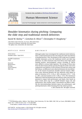 Comparing the Slide Step and Traditional Stretch Deliveries ⇑ David W