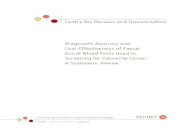 Centre for Reviews and Dissemination Diagnostic Accuracy and Cost