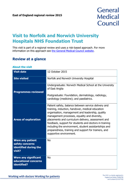 Visit to Norfolk and Norwich University Hospitals NHS Foundation Trust