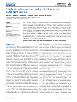 Insights Into the Structure and Architecture of the CCR4–NOT Complex