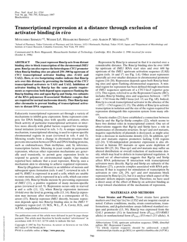 Transcriptional Repression at a Distance Through Exclusion of Activator Binding in Vivo