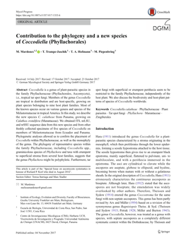 Contribution to the Phylogeny and a New Species of Coccodiella (Phyllachorales)