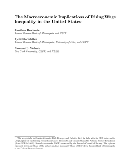 The Macroeconomic Implications of Rising Wage Inequality in the United States*