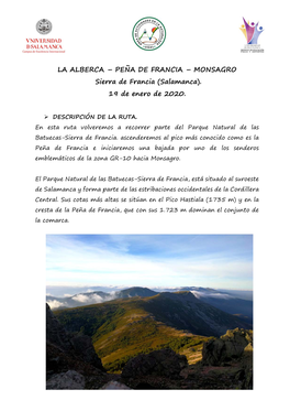 LA ALBERCA – PEÑA DE FRANCIA – MONSAGRO Sierra De Francia (Salamanca). 19 De Enero De 2020
