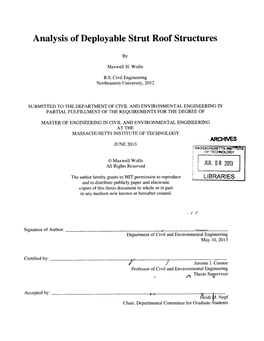 Analysis of Deployable Strut Roof Structures