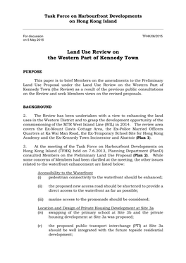 Land Use Review on the Western Part of Kennedy Town