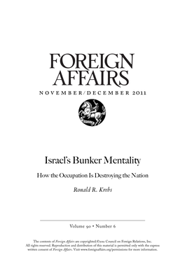 Israel's Bunker Mentality