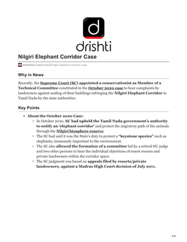 Nilgiri Elephant Corridor Case