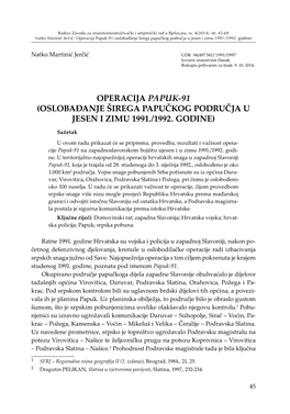 Operacija Papuk-91 (Oslobađanje Širega Papučkog Područja U Jesen I Zimu 1991./1992