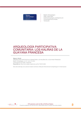 Arqueología Participativa Comunitaria: Los Kaliñas De La Guayana Francesa