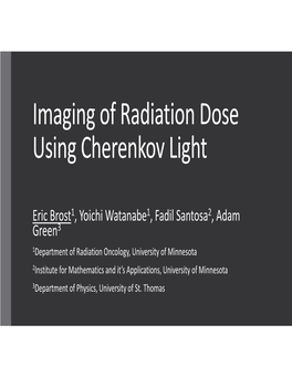 Imaging of Radiation Dose Using Cherenkov Light