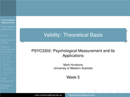 Validity: Theoretical Basis Importance of Validity
