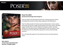 Poser Pro 2014 Quickly & Easily Design with 3D Figures!