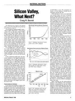 Silicon Valley, What Next?