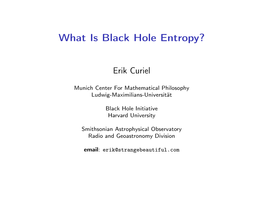 What Is Black Hole Entropy?