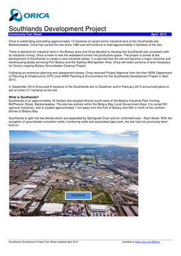 Southlands Fact Sheet April 2015 Rev 1