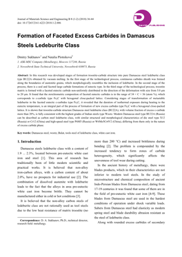 Formation of Faceted Excess Carbides in Damascus Steels Ledeburite Class