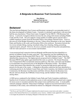 A Belgrade-To-Bozeman Trail Connection