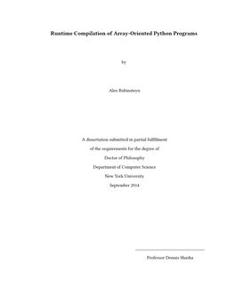 Runtime Compilation of Array-Oriented Python Programs