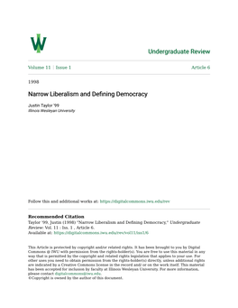 Narrow Liberalism and Defining Democracy