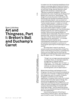Art and Thingness, Part I: Breton's Ball and Duchamp's Carrot
