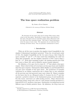 The Lens Space Realization Problem