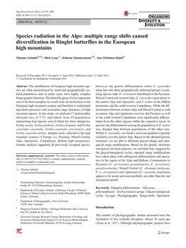 Species Radiation in the Alps: Multiple Range Shifts Caused Diversification in Ringlet Butterflies in the European High Mountains