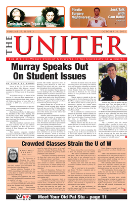 Murray Speaks out on Student Issues Election