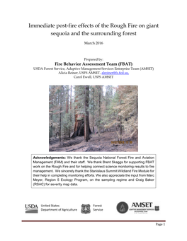 Immediate Post-Fire Effects of the Rough Fire on Giant Sequoia and the Surrounding Forest