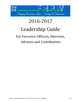 FHPW Leadership Guide