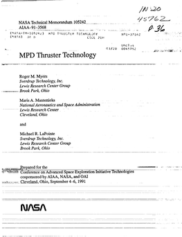 MPD Thruster Technology