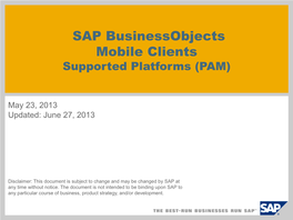 SAP Businessobjects Mobile Clients Supported Platforms (PAM)