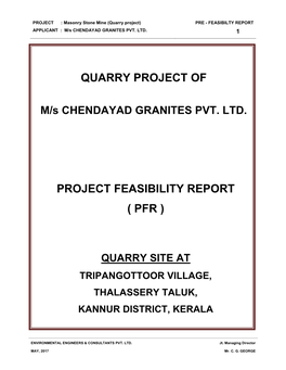 Quarry Project of Project Feasibility Report ( Pfr )